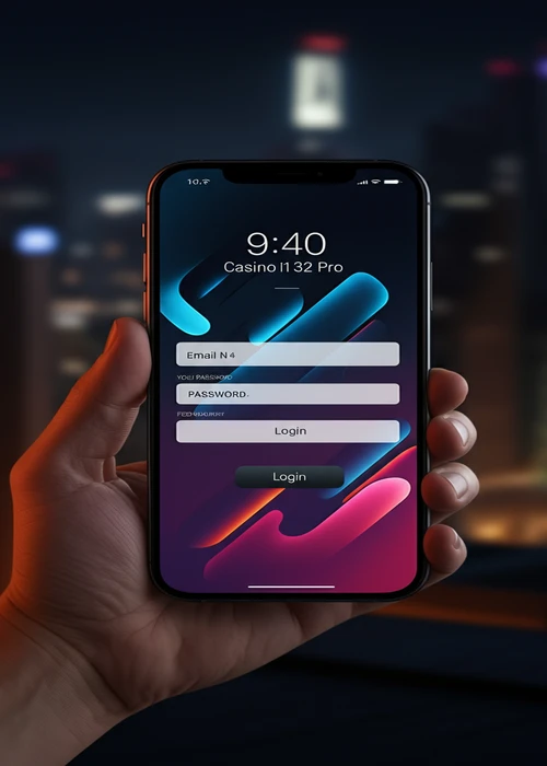 Interfaccia di login di Winnita Casino che mostra campi per email e password con un design moderno e sicuro e il logo Winnita.
